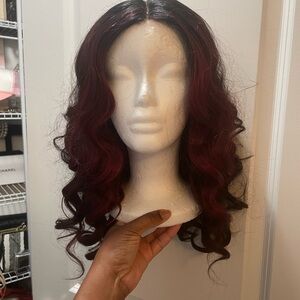 Luxurious Deep Red Wavy Hair Wig